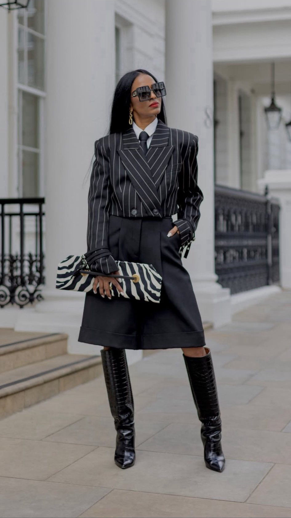 @lovely_amusan pinstripe — zebra clutch full body