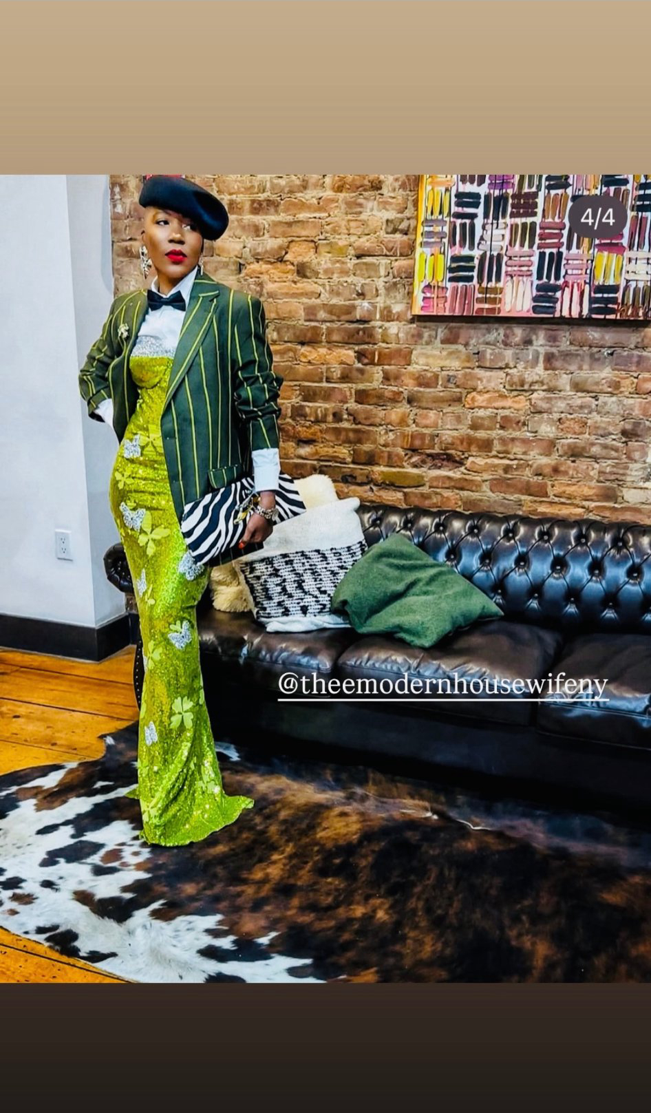 @theemodernhousewifeny leather couch — lime sequin