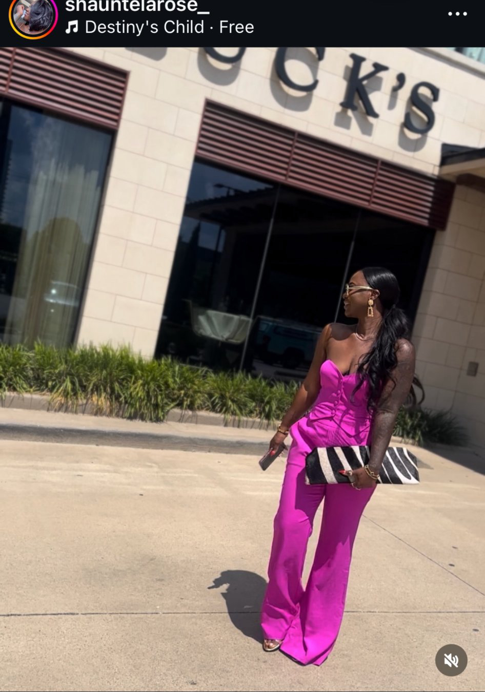 @shauntelarose_ fuchsia pants — zebra clutch